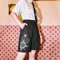 Load image into Gallery viewer, [Ancient Mystery House---Purification Series] ★Chinese-style trousers★ Bottoms, shorts, short pants, with chain, black
