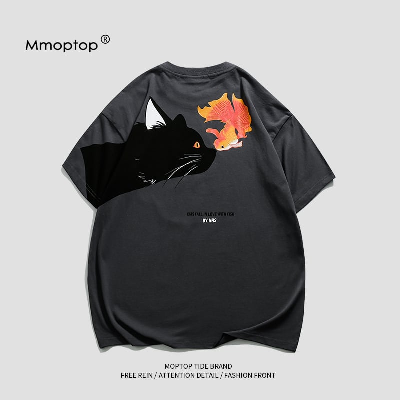 [Mmoptop Series]★T-shirt★ 3color Tops Short Sleeve T-shirt Unisex Men's Cotton Cat Cat Cat