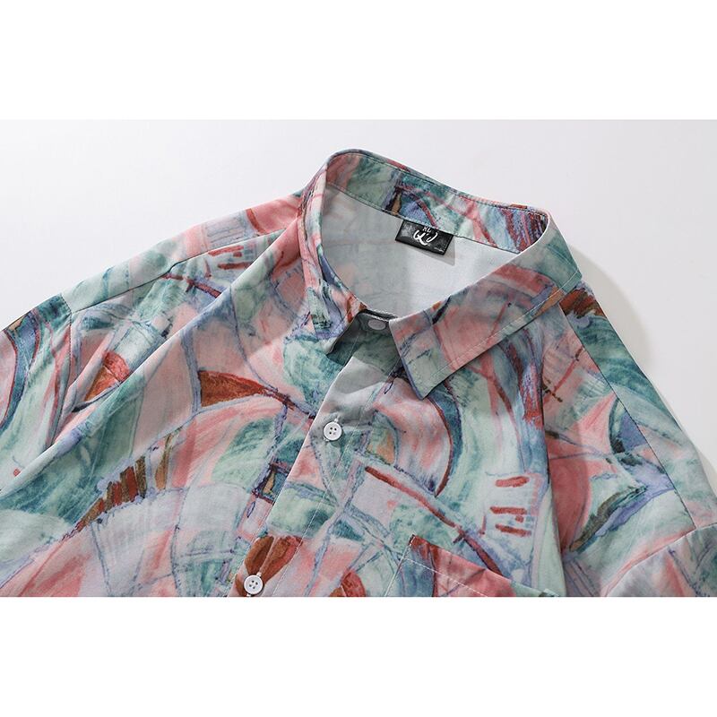 [MOISHE TIDE Series]★Shirt★ Short sleeve shirt tops, colorful, unisex, men's summer clothes, easy to match