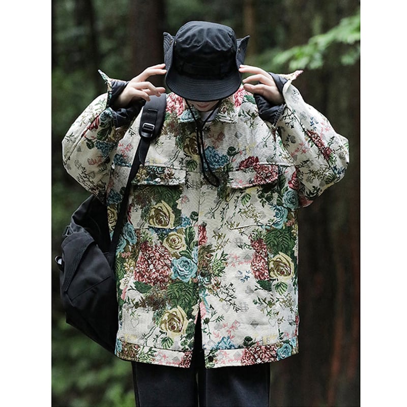 [OULANGSEN Series] ★Jacket★ Outerwear Unisex Men's Large Size Floral Pattern Retro Casual