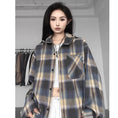 Load image into Gallery viewer, [CHAOMEICHEN Series] ★Outer★ 2color Shirt Outer Hood Plaid Pattern Unisex Men's Brown Blue
