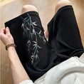 Load image into Gallery viewer, [BIGEMAN Series] ★Chinese-style pants★ 2 colors Embroidered bamboo shorts Bottoms Short pants Unisex Men's Black White
