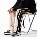 [PPG Series]★Casual Pants★ 3color Suede Bottoms Pants Unisex Men's Vertical Striped Striped Pattern Black Beige Green