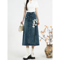 Load image into Gallery viewer, [XIAOMILI Series] ★ Skirt ★ Bottoms Denim skirt Floral pattern Blue Women's Fashionable Easy to match
