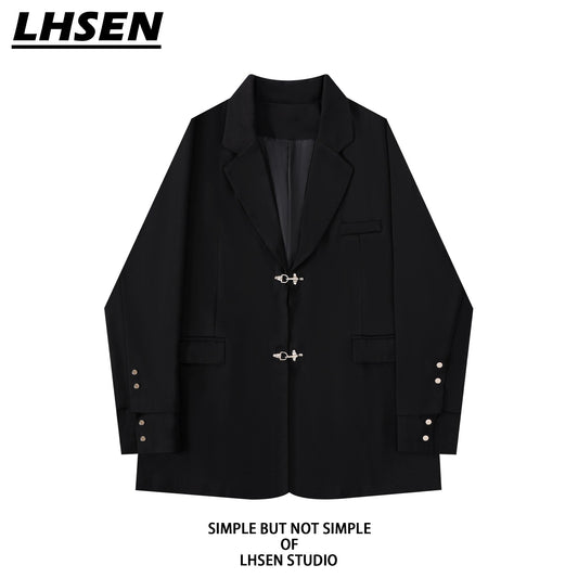 [LHSEN Series]★Outerwear★ Blazer Jacket Ladies Fashion Black Black Casual