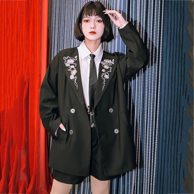 ✿New item! [Kokaisha --- Butterfly Series] ★China style coat★ Blazer outerwear embroidery black black easy to match