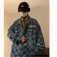 Load image into Gallery viewer, [BAOYAN Series] ★Jacket★ Denim jacket outerwear jeans unisex men's plaid pattern blue blue
