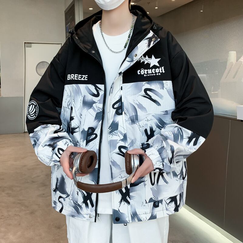 [PAIWEISEN Series] ★Jacket★ 2color outerwear unisex men's color scheme graffiti fashion casual