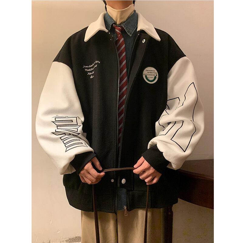 [NANSHI Series]★Jacket★ 3color Stadium Jacket Outerwear Unisex Men's Color Scheme Rasha Black Brown Green