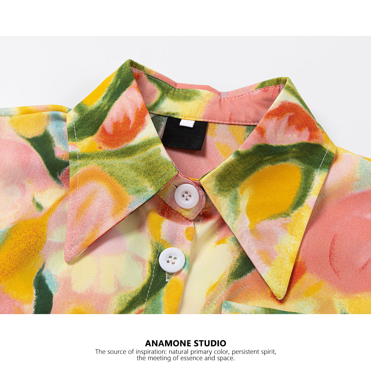 [ANAMONE STUDIO Series] ★Shirt★ Tops for women, SML, short length, stylish, slimming, oil painting style