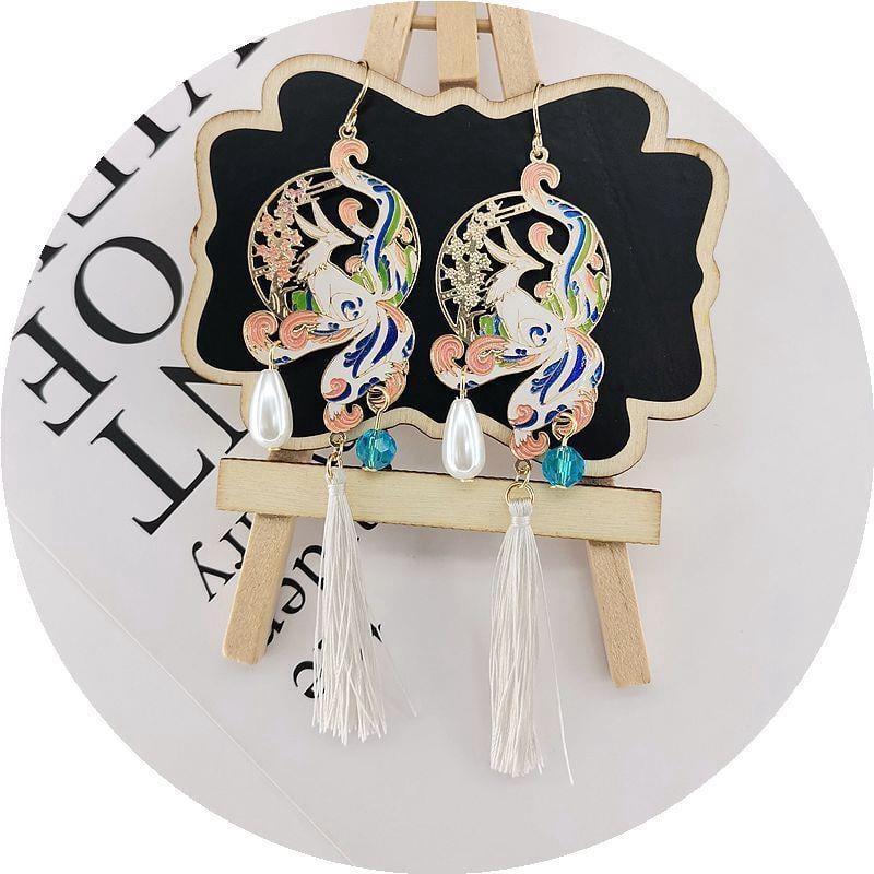 [21SHIPIN Series] ★Earrings★ Pair Earrings or Earrings Accessories Women's Retro Long Length Fox Fringe