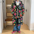 Load image into Gallery viewer, [YEFENG Series]★China style cotton coat★3color tops, floral pattern, winter coat, long length, unisex, men's, large size, black, red, green, blue
