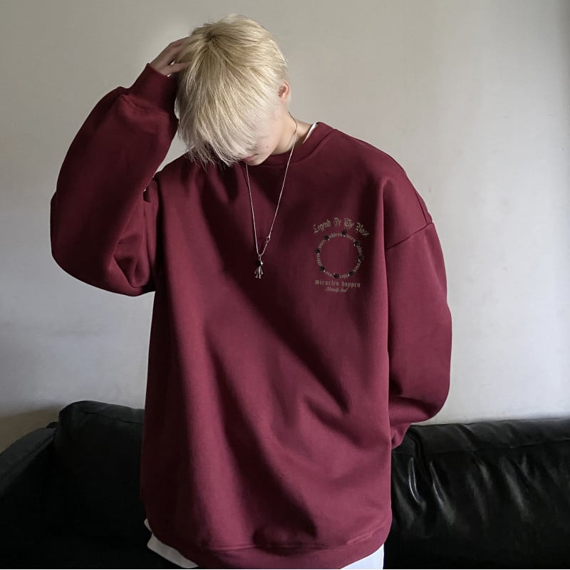 [LGH Series]★Tops★ 6color Sweatshirt Unisex Men's Large Size Rose Pattern Alphabet Fashion