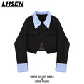 Load image into Gallery viewer, [LHSEN Series]★Outer★ Blazer Ladies Mini Length Faux Layered Black Black
