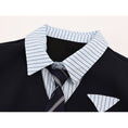 Load image into Gallery viewer, [LHSEN Series] ★Tops★ Shirt with tie Ladies mini length fake layered navy
