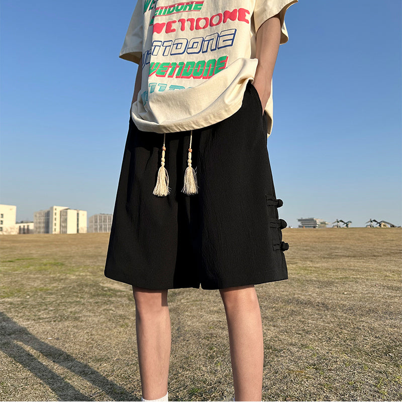 [LPZ Series] ★Shorts★ Chinese-style pants 3 colors Bottoms Shorts Unisex Men's Chinese buttons Green Black