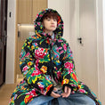 Load image into Gallery viewer, [YEFENG Series]★China style cotton coat★3color tops, floral pattern, winter coat, long length, unisex, men's, large size, black, red, green, blue
