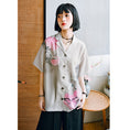 Load image into Gallery viewer, [Kogaesha---Crane Series] ★Chinese-style top★ Short-sleeved shirt, unique, original crane print
