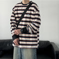 Load image into Gallery viewer, [V37 Series] ★Tops★ 2color sweatshirt unisex men's horizontal striped striped pattern black green easy to match
