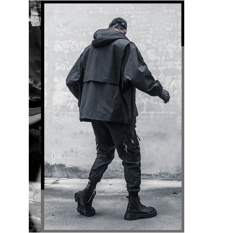 [WL Series] ★Jacket★ Outerwear with hood, unisex, men's black, easy to match with design.