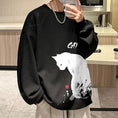 Load image into Gallery viewer, [WUSHE Series] ★Tops★ 4color long sleeve tops sweatshirt unisex men's large size cat cat cat black white gray blue
