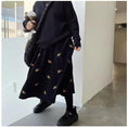 Load image into Gallery viewer, [MUSU Series]★Skirt★ Corduroy bottoms embroidery black black floral pattern skirt easy to match
