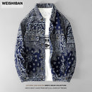 [WEISHIBAN Series]★Jacket★ Denim jacket Jeans 2color Floral pattern jacket Outerwear Unisex Men's Blue Black