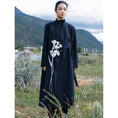 Load image into Gallery viewer, [Big Blue Dragon Series] ★China style outerwear★ Long length embroidery irregular black black original floral pattern
