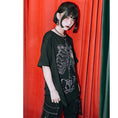 Gallery viewerに画像を読み込む, 【古怪舍---花骨シリーズ】★チャイナ風トップス★ 2color 半袖 Tシャツ プリント 個性的 オリジナル ブラック ピンク
