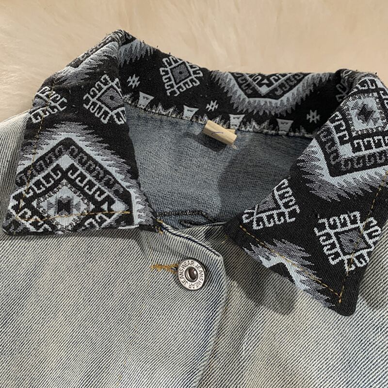 [CHAOMEICHEN Series] ★Jacket★ Denim jacket outerwear unisex men's jeans switching ethnic style