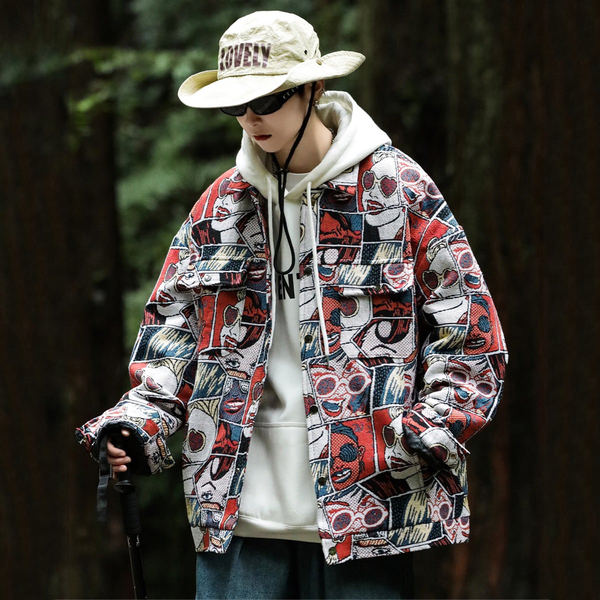 [OULANGSEN Series] ★Jacket★ Outerwear Unisex Men's Large Size Human Pattern Casual