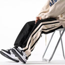 [PPG Series]★Casual Pants★ 3color Suede Bottoms Pants Unisex Men's Vertical Striped Striped Pattern Black Beige Green