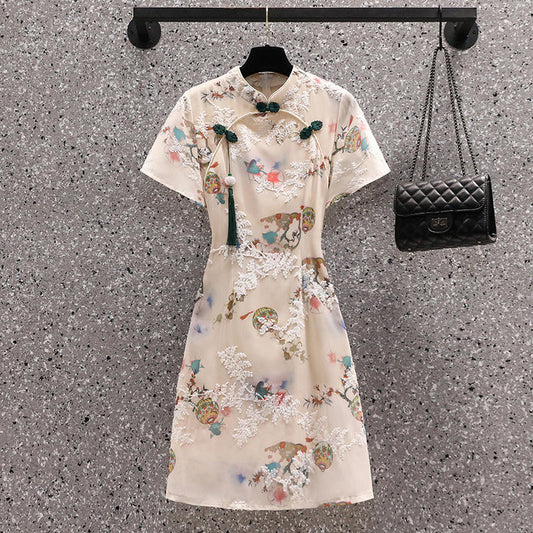 [SENWEIER Series] ★Chinese Dress★ Chinese-style dress, embroidered, short length, elegant, Chinese clothing, with a stylish design