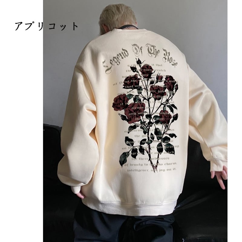 [LGH Series]★Tops★ 6color Sweatshirt Unisex Men's Large Size Rose Pattern Alphabet Fashion