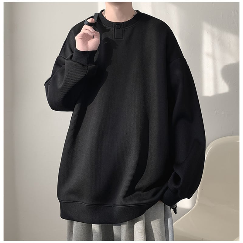 [Takashi Series] ★Tops★ 2color Unisex Men's Large Size Simple Black Apricot