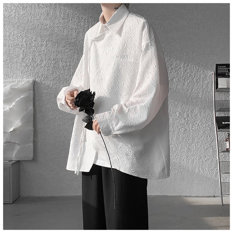 [ZHUIYI Series]★China Style Shirt★ 3color Tops Long Sleeve Shirt Unisex Men's Large Size White Black Brown