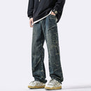 [DUFENG Series]★Denim Pants★ 2color Pants Bottoms Unisex Men's Black Blue Stylish