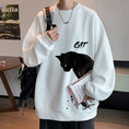 Load image into Gallery viewer, [WUSHE Series] ★Tops★ 4color long sleeve tops sweatshirt unisex men's large size cat cat cat black white gray blue
