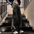 Load image into Gallery viewer, [BAOYAN Series]★Denim pants★ Jeans bottoms pants unisex men's switching retro black black
