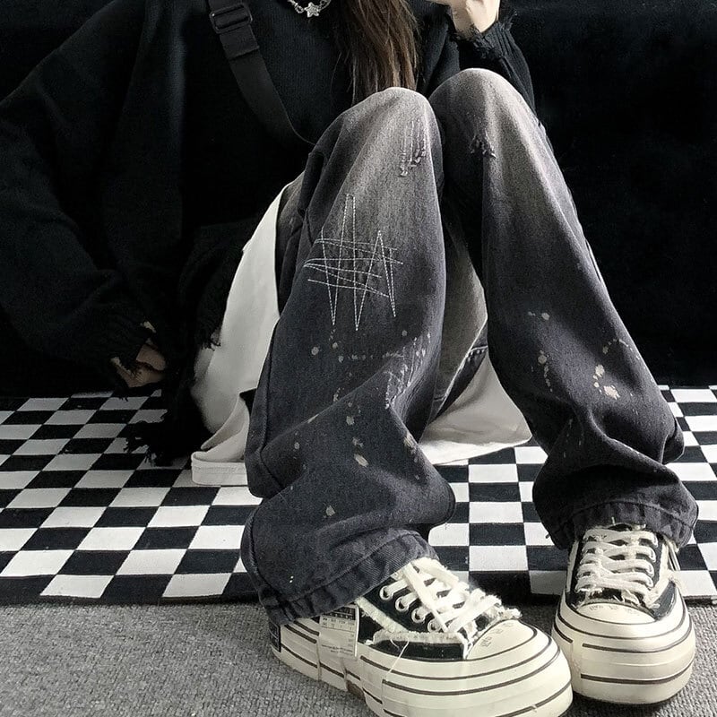 [SEVEN 7 Series]★Denim Pants★ Trousers Bottoms Unisex Men's Black Gray Jeans Easy to Match