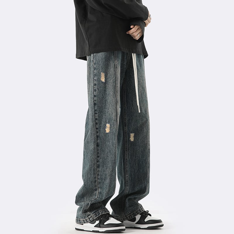 [XGY Series]★Trousers★ 2color Denim Pants Bottoms Unisex Men's Easy to Match Blue Black