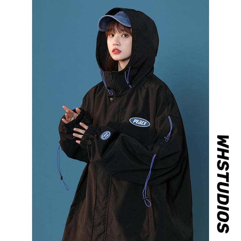 [Fujiiman Series]★Jacket★ 4color Outerwear Unisex Men's Hooded Large Size White Black Pink Blue