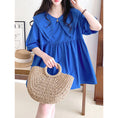 Load image into Gallery viewer, [XUELI Series] ★Tops★ T-shirt for women, improves your temperament, blue, cute collar, easy to match
