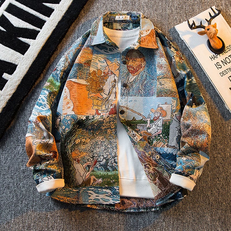 [HPCP Series]★Shirt★ Tops, outerwear, unisex, men's, human pattern, oil painting style, casual style