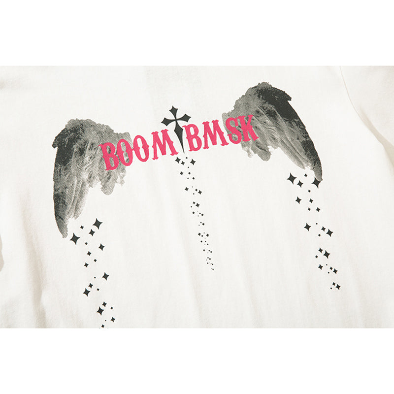 [XPKAEAX Series] ★T-shirt★ Tops Short Sleeve Wings Unisex Men's Women's Fashion Black White