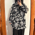 Load image into Gallery viewer, ✿New item! [UATONLINE Series]★Shirt★ 2color Shirt with tie, long sleeve shirt, floral pattern tops, unisex, men's print, ink pattern
