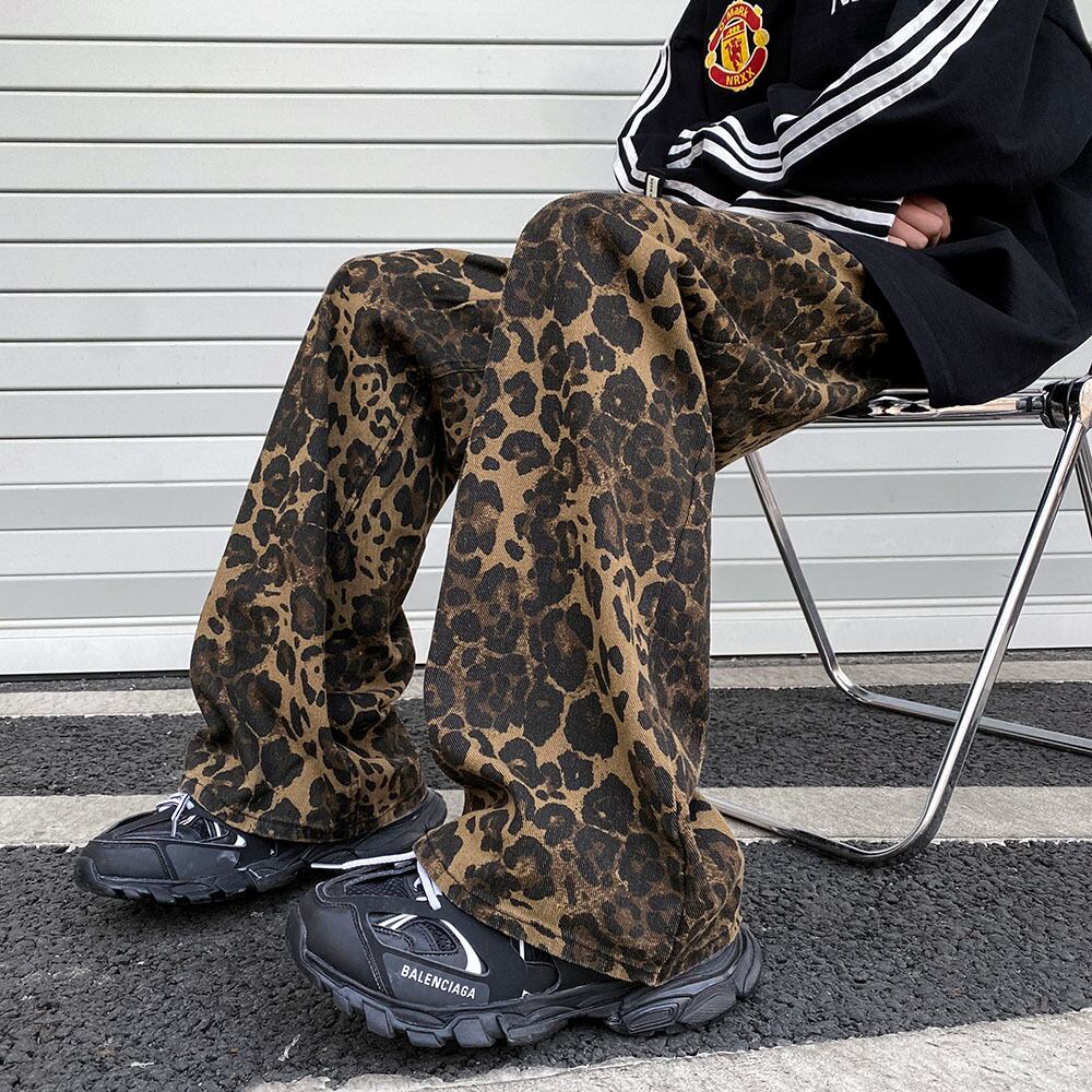 [V37 Series] ★Casual Pants★ Leopard Print Pants Bottoms Unisex Men's Large Size Stylish