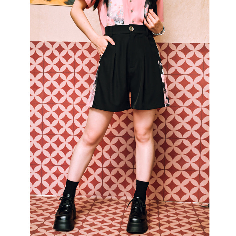 [Kokaisha---Butterfly Gin Series] ★Chinese-style trousers★ Bottoms, shorts, short pants, original, slimming, butterfly, black