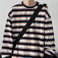 Load image into Gallery viewer, [V37 Series] ★Tops★ 2color sweatshirt unisex men's horizontal striped striped pattern black green easy to match
