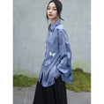 Load image into Gallery viewer, [Big Blue Dragon Series] ★China style tops★ Shirt, long sleeve shirt, butterfly satin blue, blue, cute, unique
